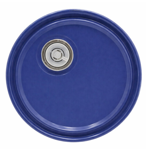 2.5-7 Gallon Lanco Blue Steel Pail Lug Cover, Rust Inhibited Lining, Plastic Rieke, Flow in Gasket, 24 Gauge, UN Rated