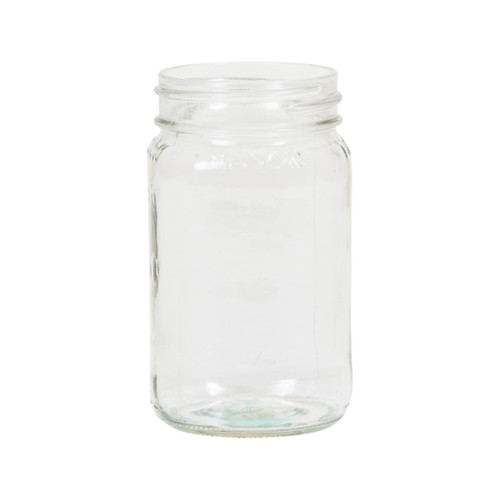 16 oz Flint Glass Mason Jar w/ Embossed Graduations, 70mm 70-450, 12x1