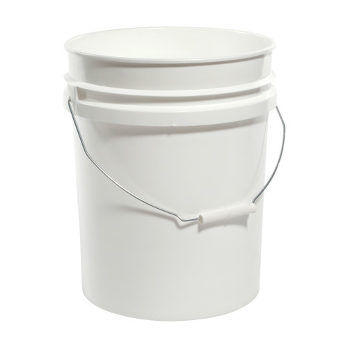 5 Gallon White Plastic HDPE Open Head Pail, UN Rated, w/ Gold CWL