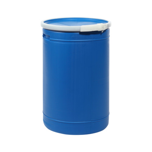 14 Gallon Blue HDPE Plastic Open Head Straight Side Drum w/ Blue Cover, Plastic Lever Lock Ring, UN Rated