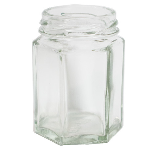 55 ml Flint Glass Hex Jar, 43 mm 43-2010, Twist Thread