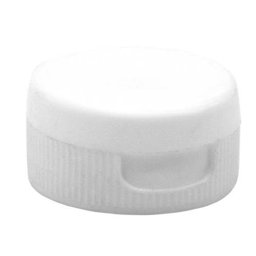 28mm 28-400 White PP Plastic Fine Ribbed Flip Top Cap, Pressure Seal Liner, .300" Orifice, Pressure Seal Liner