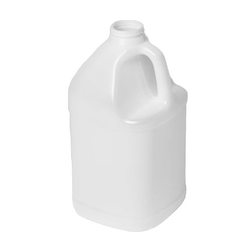 128 oz White HDPE Plastic Industrial Square Bottle, 48mm 48-400, 4x1, 110 Gram