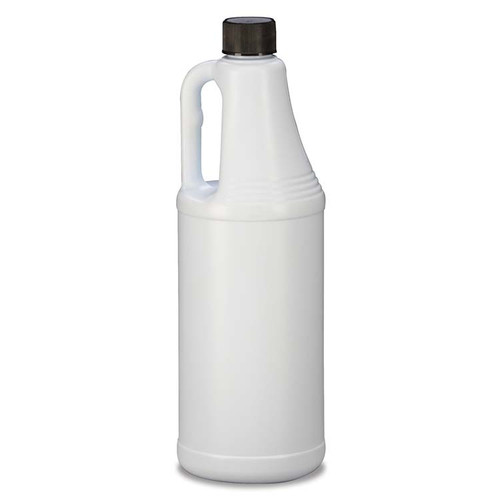32 oz White HDPE Plastic Handleware Bottle, 28mm 28-410, 52 Gram