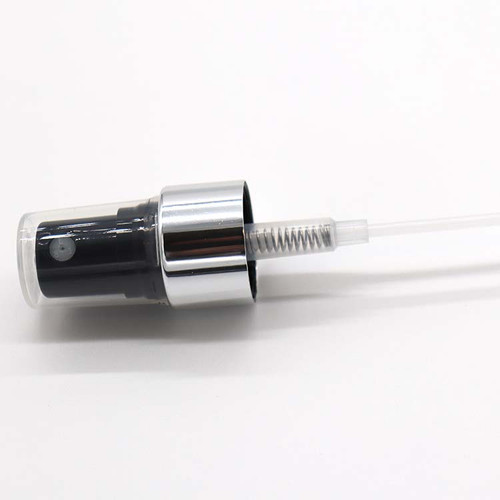 20mm 20-410 Black/Silver PP Fine Mist Sprayer, 110mm, Silver Collar with Clear Overcap