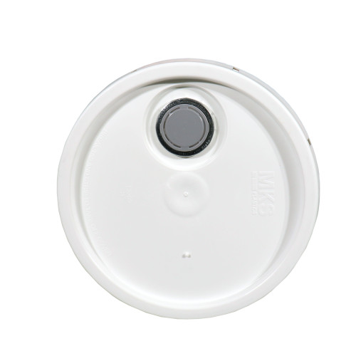 20 Liter White HDPE Pail Cover, Rieke Fitting
