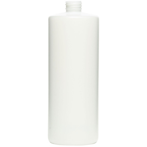 32 oz Natural HDPE Plastic Cylinder Bottle, 28mm 28-410, 52 Gram