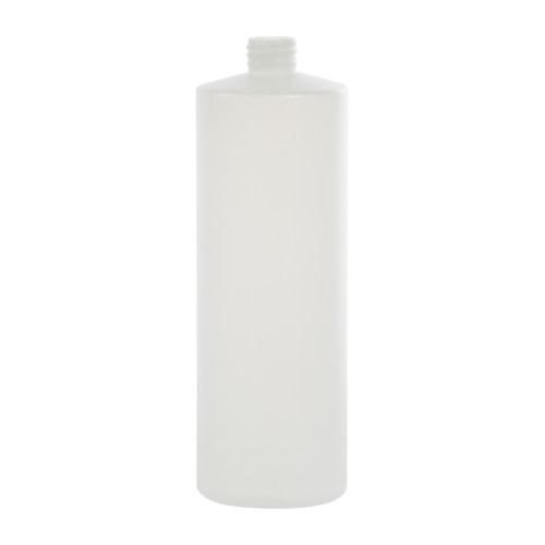 32 oz Natural HDPE Plastic Cylinder Bottle, 28mm 28-410, 52 Gram
