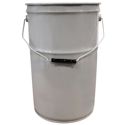 7 Gallon Gray Steel Open Head Pail, 6.5" Double Bead, Rust Inhibited Lining, Varnish Bottom, UN Rated