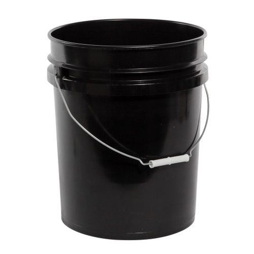 5 Gallon Black HDPE Plastic Open Head Pail, CWL, Metal Handle