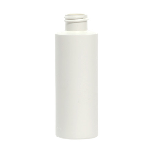4 oz White HDPE Plastic Cylinder Bottle, 24mm 24-410, 12 Gram