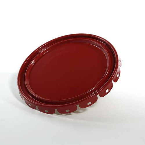 2.5-7 Gallon Red Steel Lug Pail Cover, Clear Phenolic Lined (24 Gauge), UN Rated