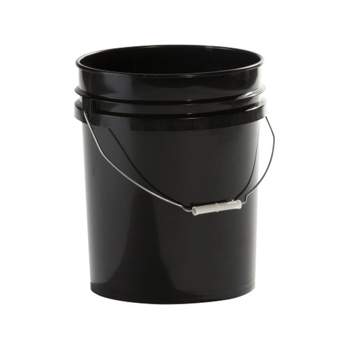 5 Gallon Black HDPE Regrind Plastic Open Head Pail, Gold CWL, w/ Metal Handle