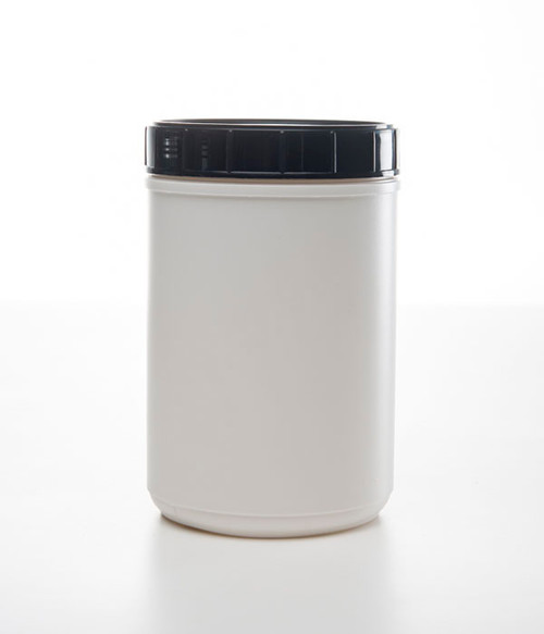 76 oz White HDPE Plastic Triple Thread Canister, 120 mm, 75 Gram