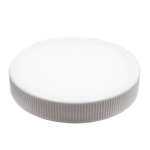 89mm, 89-400 White PP Plastic Matte Top, Ribbed Sides Cap, w/ .020 Pulp FSM-1, Heat Seal for PE