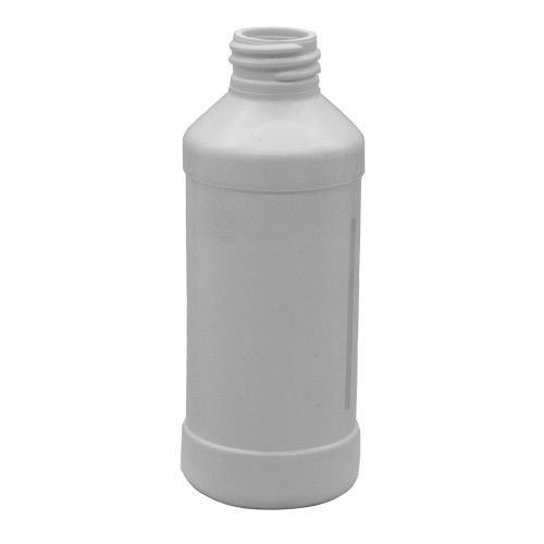 8 oz White HDPE Plastic Modern Round Bottle 28mm 28-410