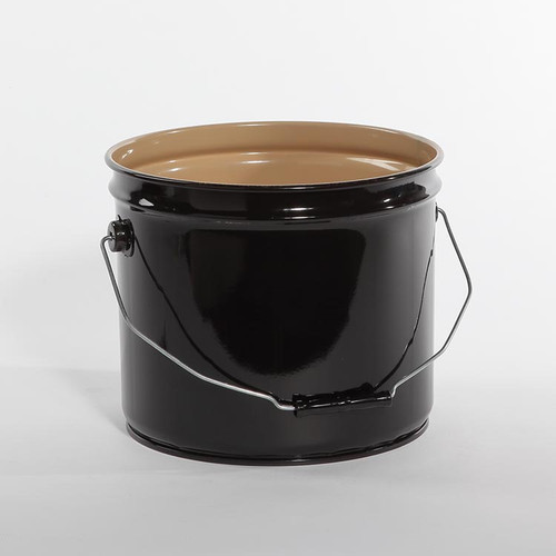3.5 Gallon Black Steel Open Head Pail, Single Bead, Double Buff Epoxy Phenolic Lined, UN Rated