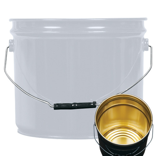 3.5 Gallon Gray Steel Open Head Pail, Clear Phenolic Lined, Single Bead, UN Rated