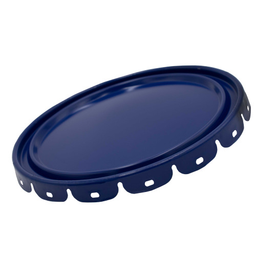 2.5-7 Gallon International Blue Steel Pail Lug Cover, Buff Epoxy Phenolic Lined, 24 Gauge, No Fitting, Flow in Gasket, UN Rated