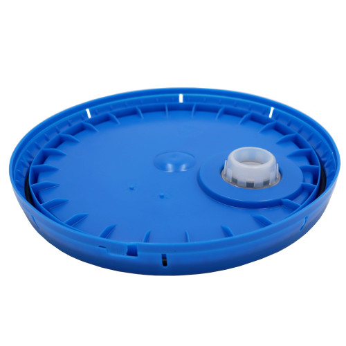 3.5-6 Gallon Chevron Blue HDPE Plastic Pail Tear Tab Cover, Rieke Fitting