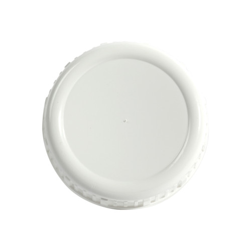63mm 63-485 White PP Matte Top, Ribbed Sides Cap w/ Heat Seal Liner for PE