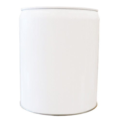 5 Gallon White Steel Tight Head Pail, 2" Plastic Buna, UN Rated