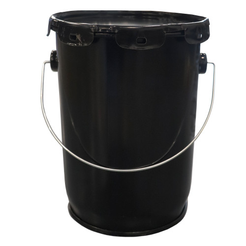 1 Gallon Black Steel Open Head Steel Pail, Red Brown Phenolic Lining, w/ Cover, UN Rated
