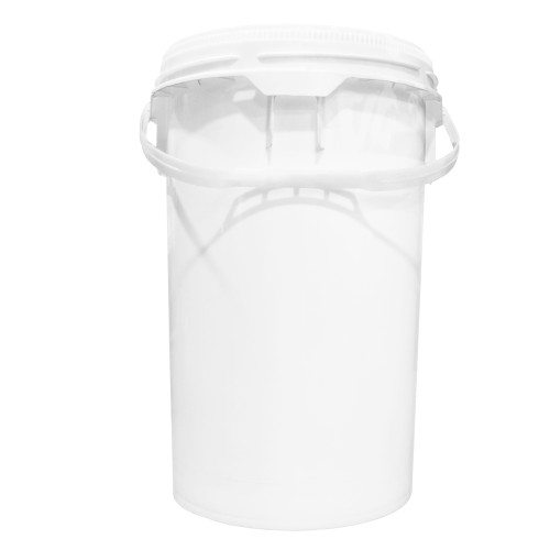6.5 Gallon White HDPE Plastic Screw Top Pail, Life Latch New Generation, UN Rated