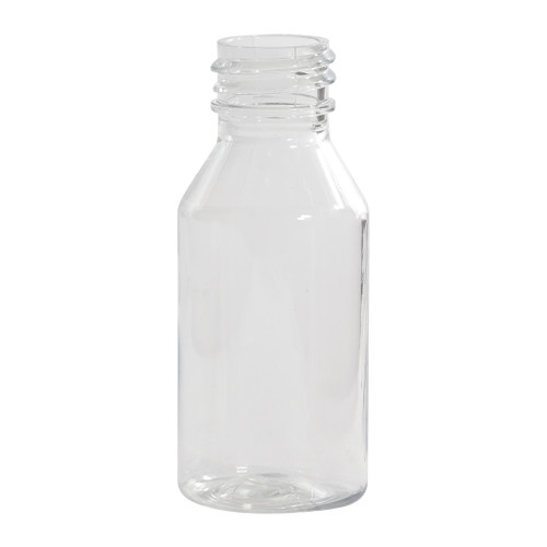 1 oz Clear PET Boston Round Bottle, 20mm 20-410, 8.2 Gram