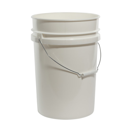 6 Gallon White HDPE Plastic Open Head Pail, w/ CWL, UN Rated