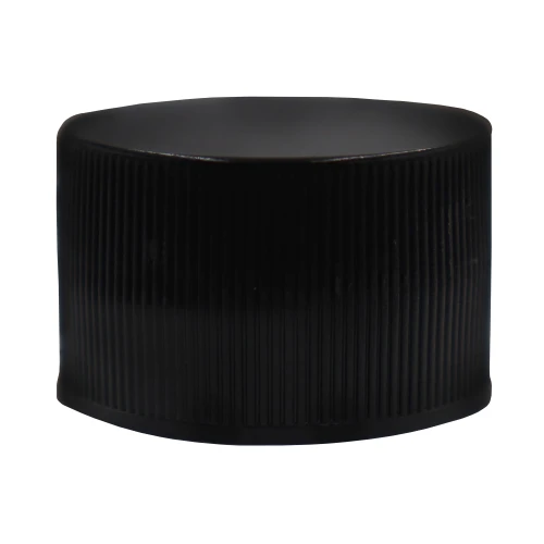 28mm, 28-410 Black PP Plastic Ribbed Sides, Smooth Top Cap w/ F217 Liner
