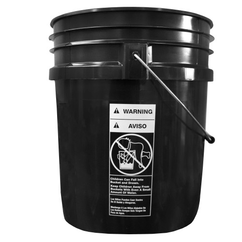 5 Gallon Black HDPE Plastic Open Head Pail w/ CWL