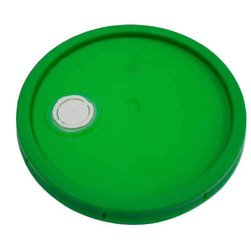 3.5-5 Gallon Green HDPE Plastic Pail Cover, Plastic Spout, Gasketed