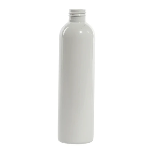 8 oz White PET Plastic Cosmo Round Bottle, 24mm 24-410, 23.5 Gram