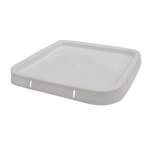 4 Gallon White HDPE Plastic Square Pail Cover, No Gasket