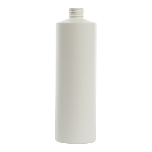 16 oz White HDPE Plastic Cylinder Bottle, 24mm 24-410, 30 Gram