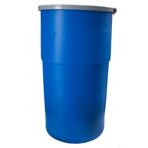 14 Gallon Blue HDPE Plastic Open Head Nestable Drum w/ Natural Cover, Lever Lock Ring, UN Rated