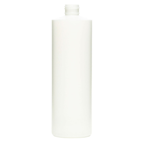 12 oz White HDPE Plastic Cylinder Bottle, 24mm 24-410, 27 Gram