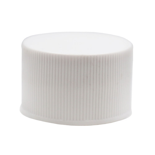 28mm 28-410 White PP Plastic Cap, Smooth Top, Ribbed Sides w/ SG75 Plain Liner (Heat Seal For PE)