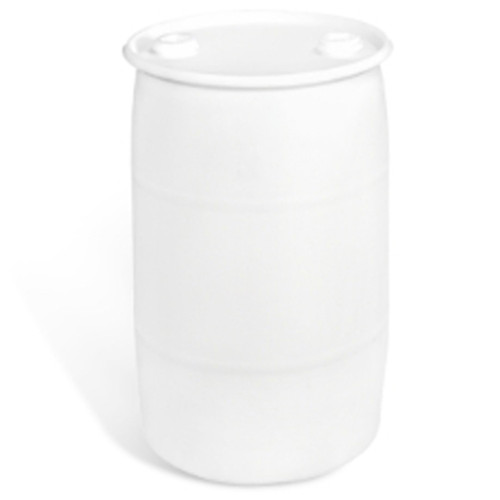 30 Gallon White Plastic Tight Head Drum, 2" Buttress & 2" NPT, Palletized & Wrapped, UN Rated