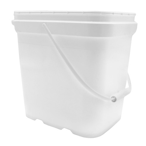 2 Gallon White HDPE Plastic EZ Stor Rectangle Plastic Pail w/ Plastic Bail and Handle