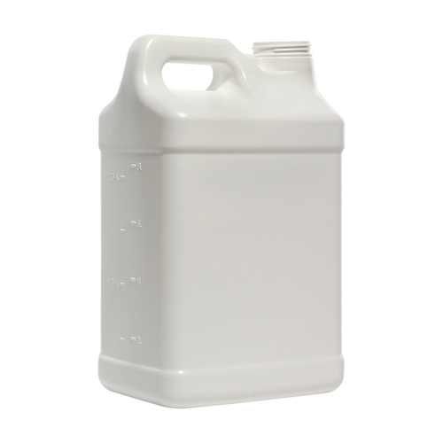 2.5-Gallon F-Style White HDPE Plastic Bottle, Fluorinated Level 9, 63mm Rexam Child Resistant