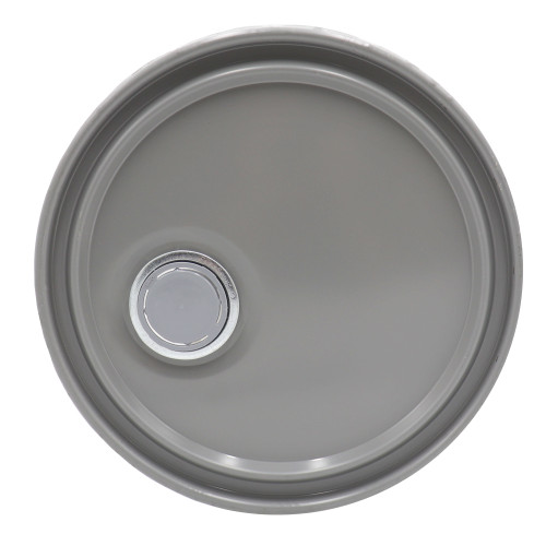 2.5-7 Gallon Gray Steel Pail Lug Cover, Rust Inhibited, Rieke Spout, Flow in Gasket, Rieke Fitting