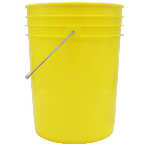5 Gallon Yellow HDPE Plastic Open Head Pail, w/ Metal Bail