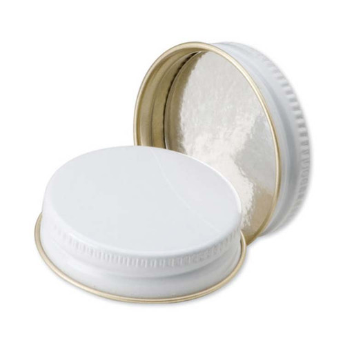 38mm 38-400 White/Gold Metal Screw Cap w/ Pulp & Aluminum Foil Liner