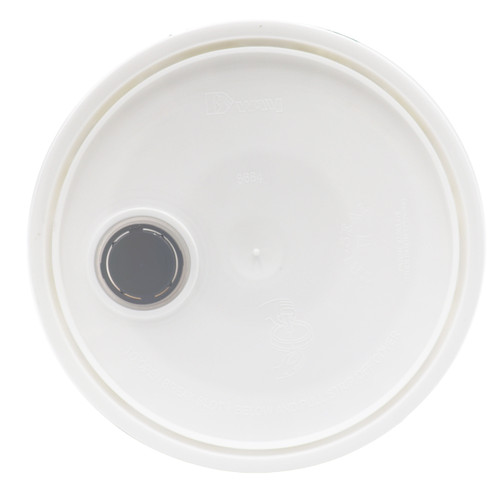 3.5-6 Gallon White HDPE Plastic Pail Tear Tab Cover, Inserted Molded Rieke Fitting