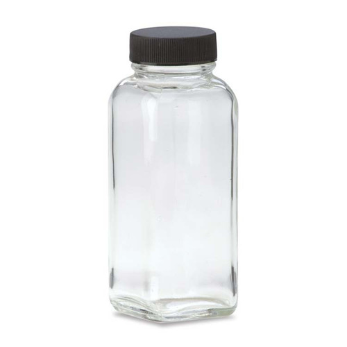4 oz Flint Glass Wide Mouth Square Bottle, 33mm 33-400