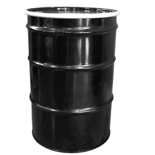 55-Gallon Black Open Head Steel Reconditioned Drum, Any Lining, Black Cover, 2"& 3/4" Fitting, Bolt Ring, UN Rated