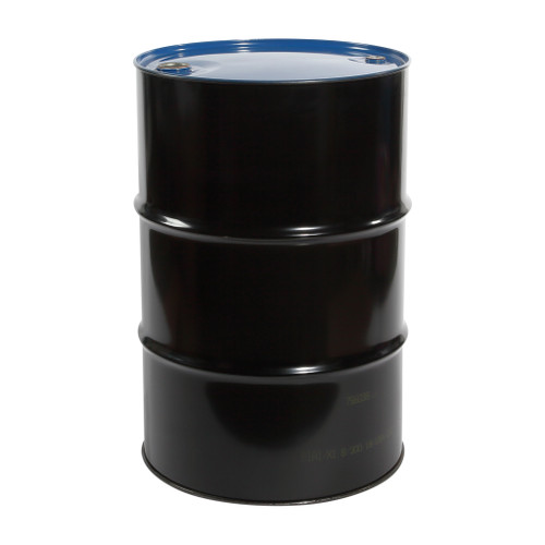 55 Gallon Black Steel Tight Head Drum, Red Oxide Phenolic Lining,  Blue Cover, 2" & 3/4" NPT Fitting, UN Rated