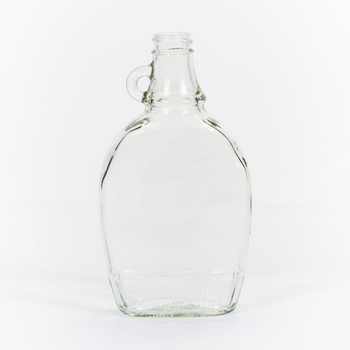 8 oz Flint Glass Handled Syrup Bottle, 28mm 28-405, 21x1